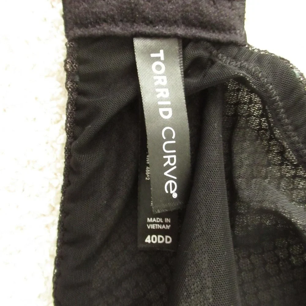 Torrid Curve Bra 40DD Black Blue Polka Dot Underwire Padded Plus Size - Picture 6 of 8